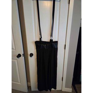 Long black maxi skirt with suspenders